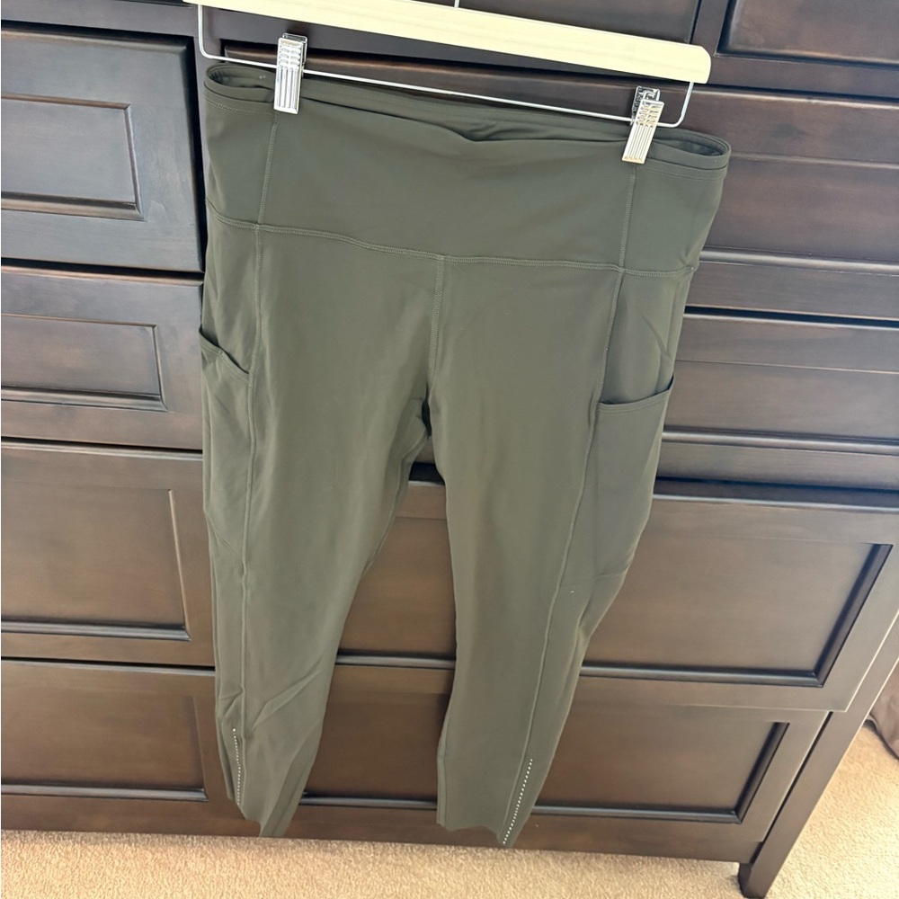lululemon athletica fast and free reflective high rise 25” inseam dark olive